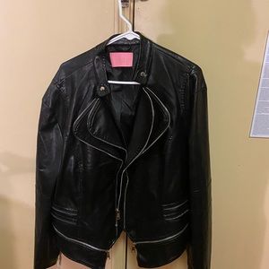 Black leather like jacket 3X